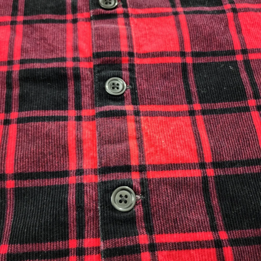 Girls Red & Black Buffalo Plaid Corduroy Overall Dress Dressalls Size 6x/7 - Picture 4 of 7